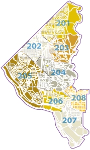 The MPD 2nd District. West Borderstan is in PSA 208. (Image: MPD Web site.)