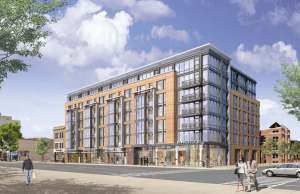Artist rendering of the development planned for west side of 14th Street NW between S and Swann Streets. (Image: JGB Companies via DCmud.)
